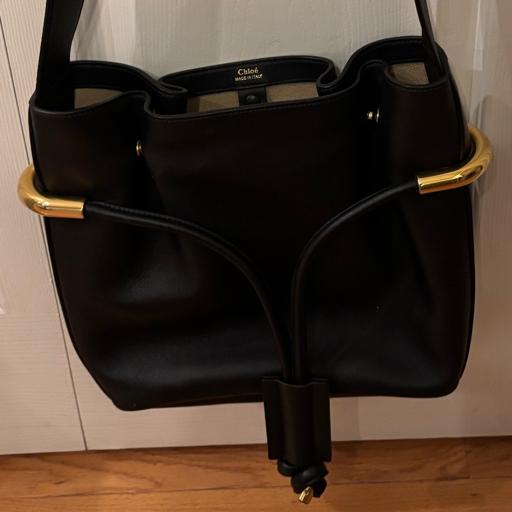 Chloe Black and Gold Shoulder Bag.  Authentic. leather. Excellent condition.